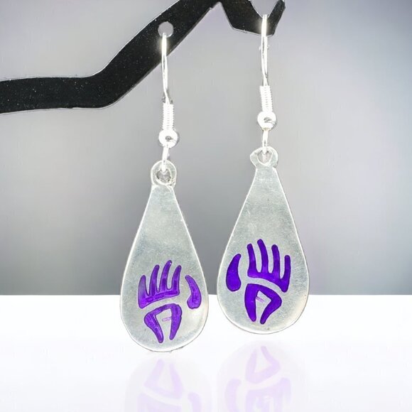 Boutique Jewelry - Silver Bear Paw Drop Earrings | Sterling Silver Ear Wire